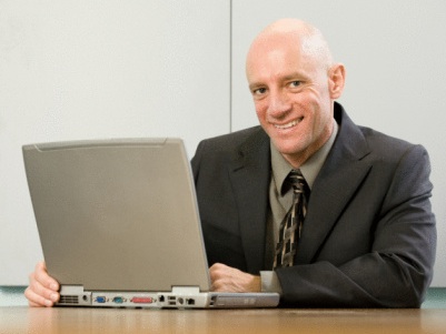 Older adult learner going to school online