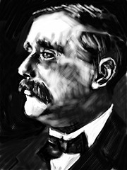 Black and white portrait of H.G. Wells