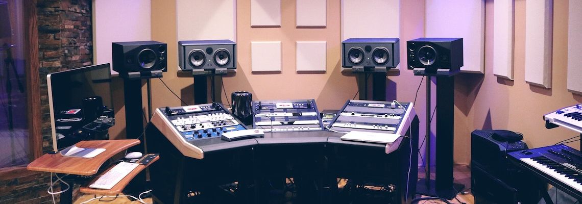 Online music production degree grads work in studios like this