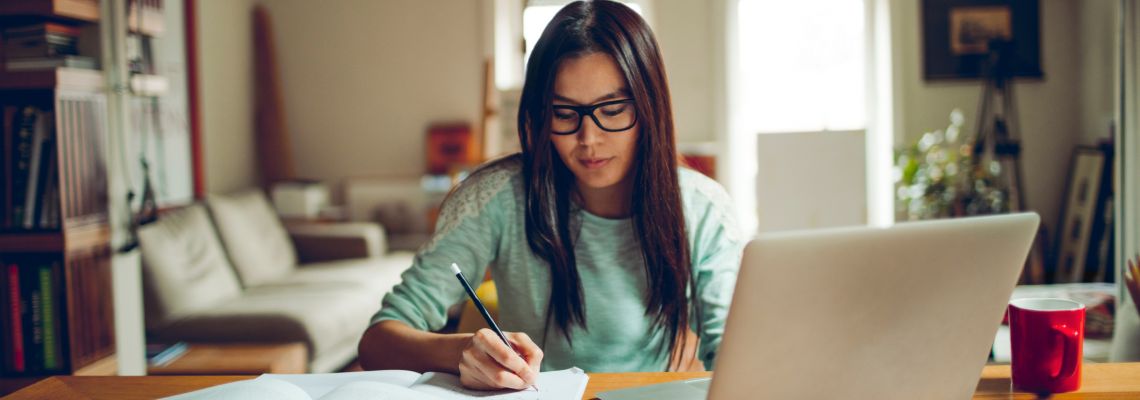 Photo of student studying