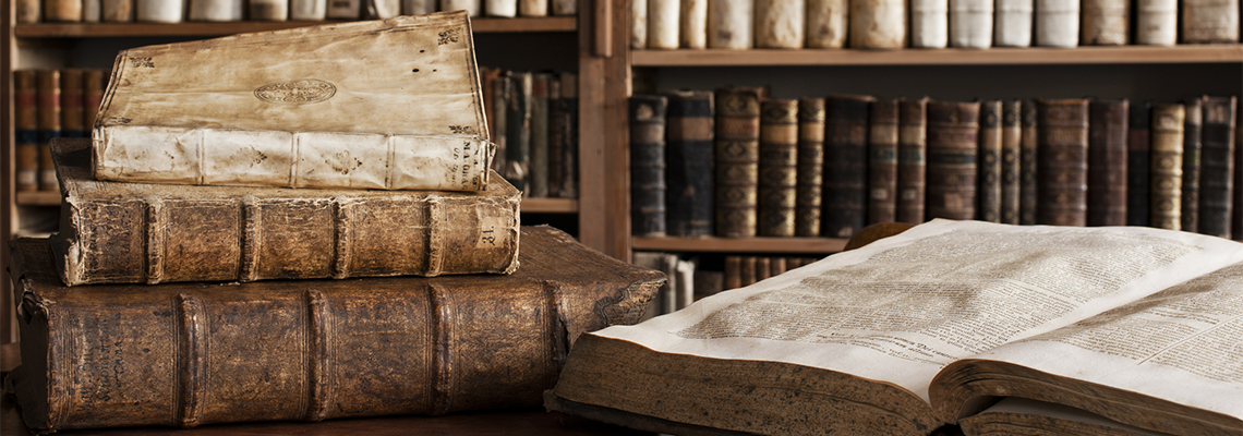 Stack of Old History Books