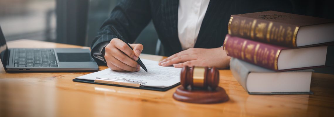 female lawyers working at the law firms. Judge gavel with scales of justice. Legal law, lawyer, advice and justice concept. Student learns how to become a paralegal.