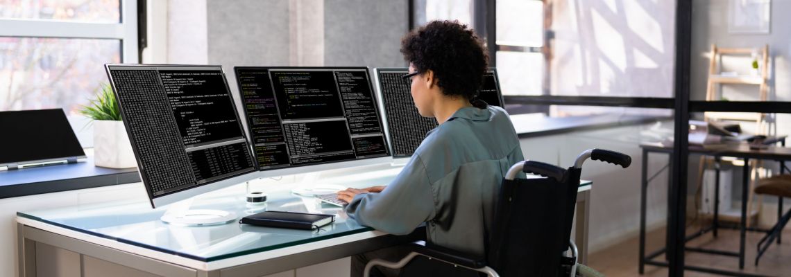 online computer engineering master's, African American Woman Programmer. Girl Coding online computer engineering master's
