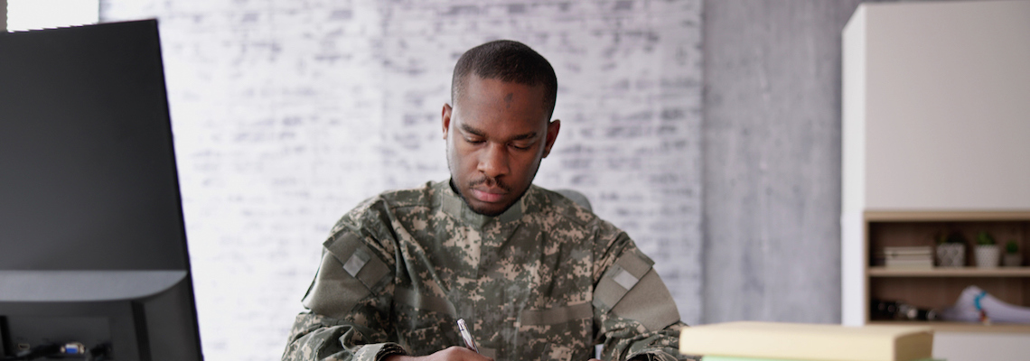 Online student at one of the best colleges for military credit transfer