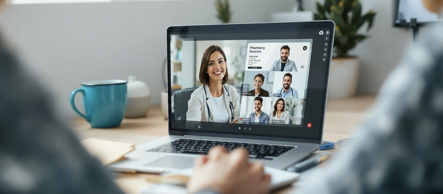 Online Pharmacy Technician Class on Laptop