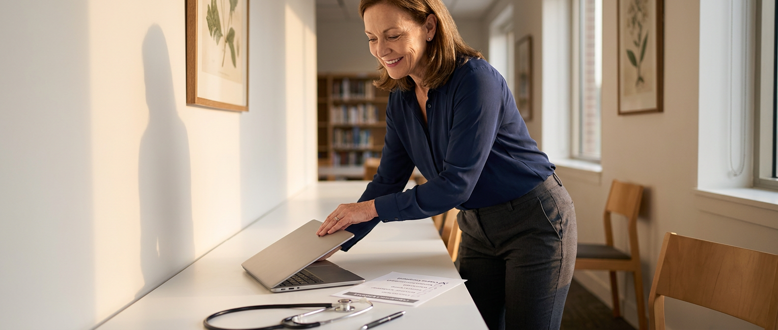 confident learner closing a laptop
