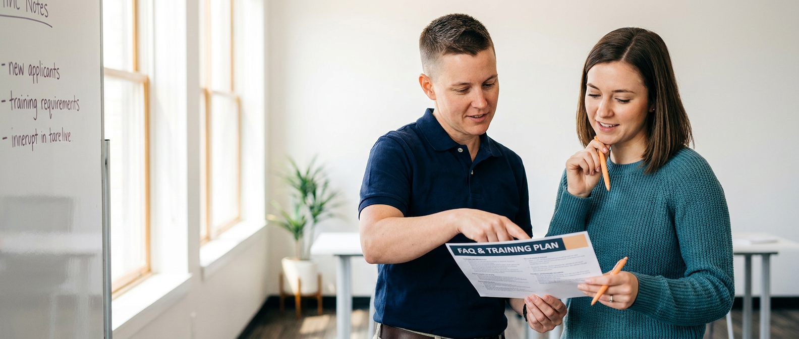 Veteran reviewing a counselling training plan