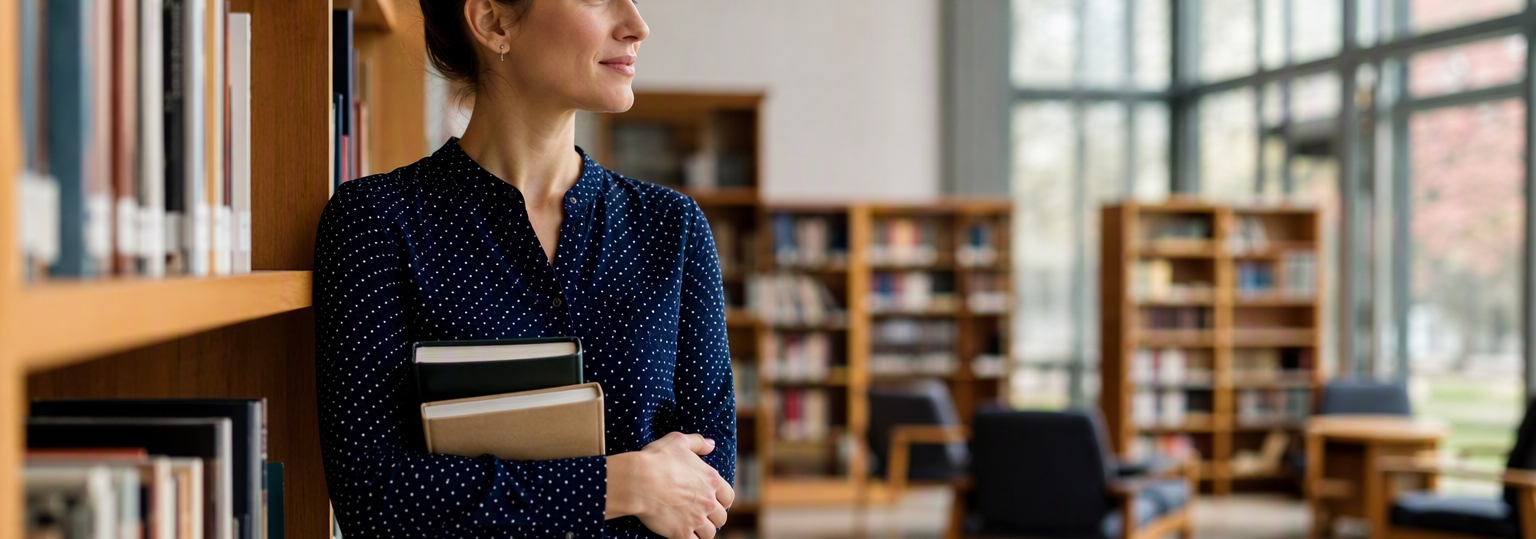 Adult student in a casual study environment exploring online education options for teaching careers