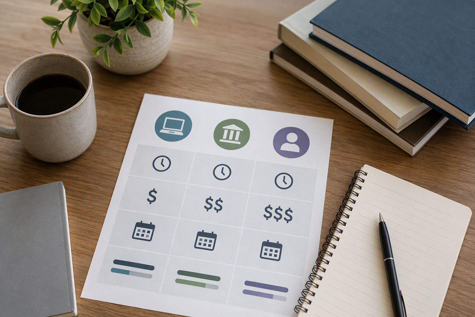 Comparison graphic of online paralegal certificate programs and their costs