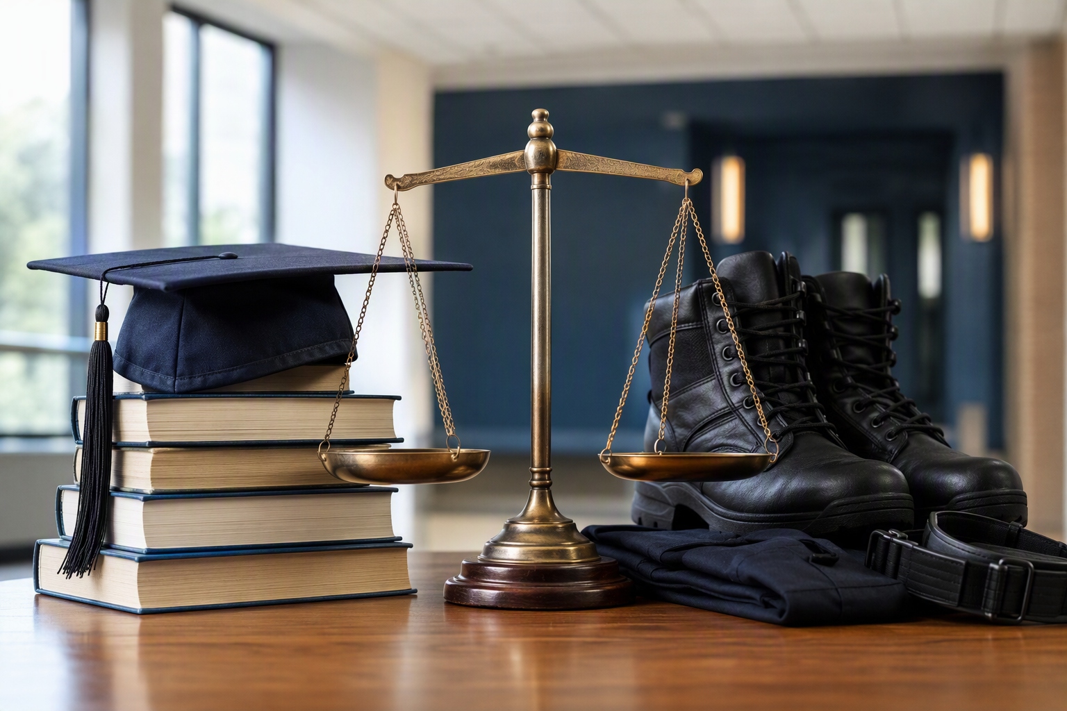 Checklist comparing police academy requirements and online law enforcement bachelor's degree options