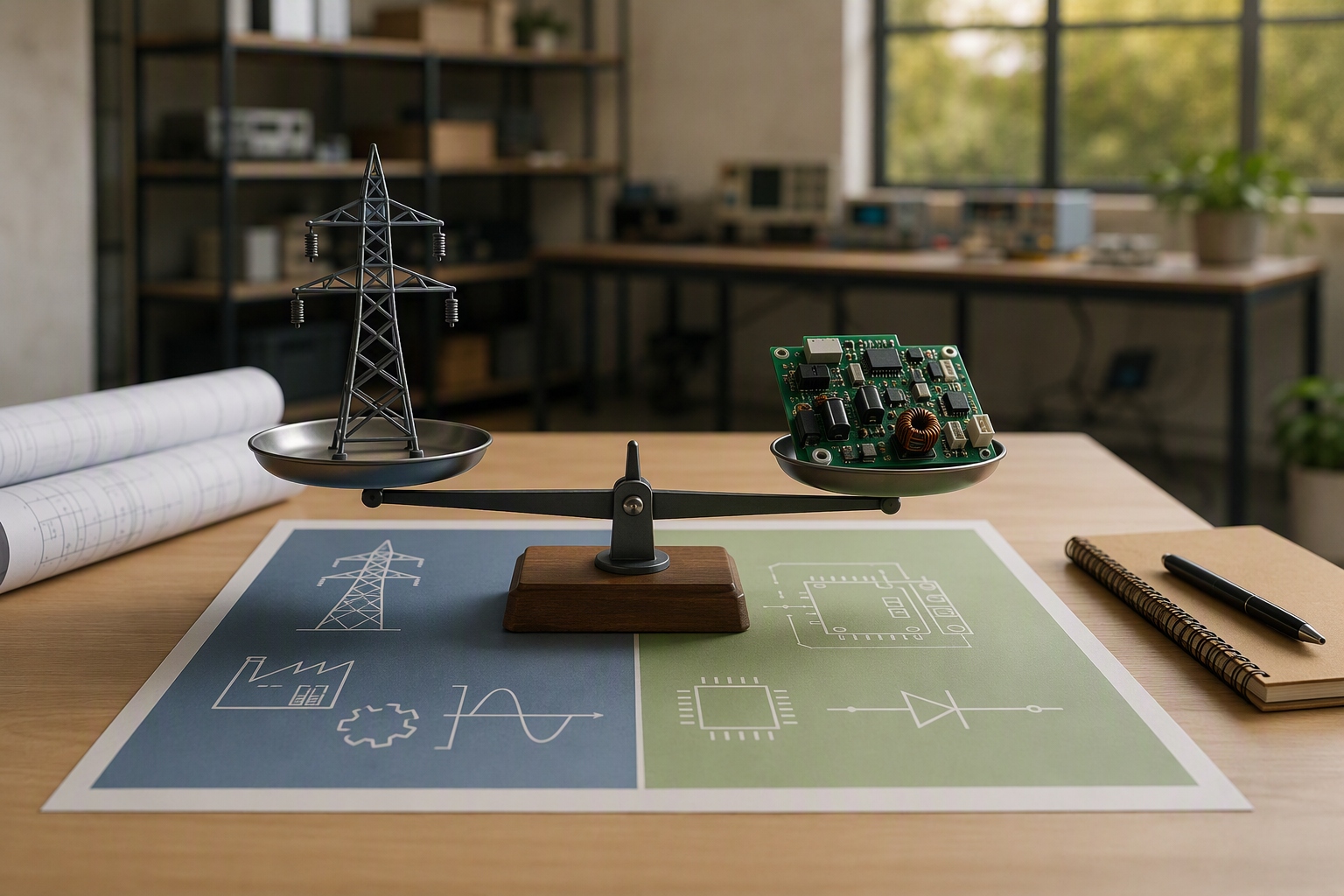Comparison graphic illustrating differences between engineering and engineering technology programs