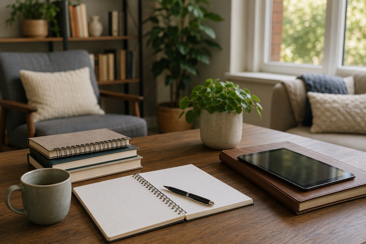 Student studying online for a bachelor's degree in social work with a laptop and books