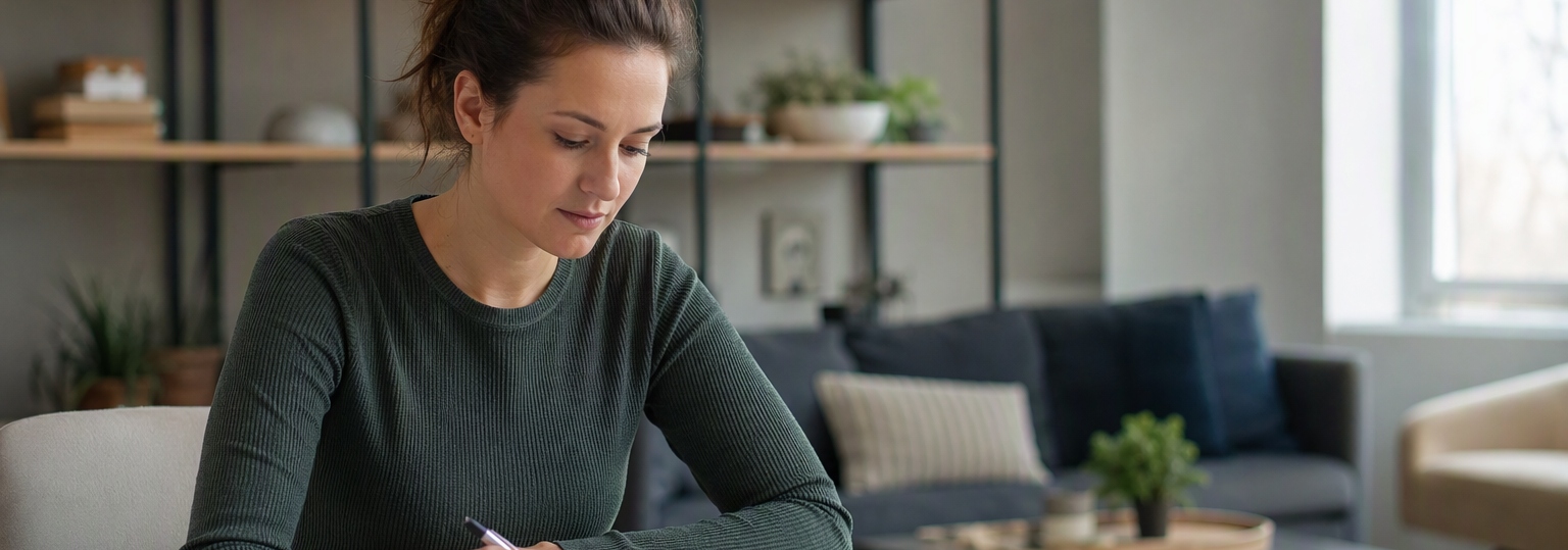 Adults engaged in discussion at a table, considering online accounting degree options