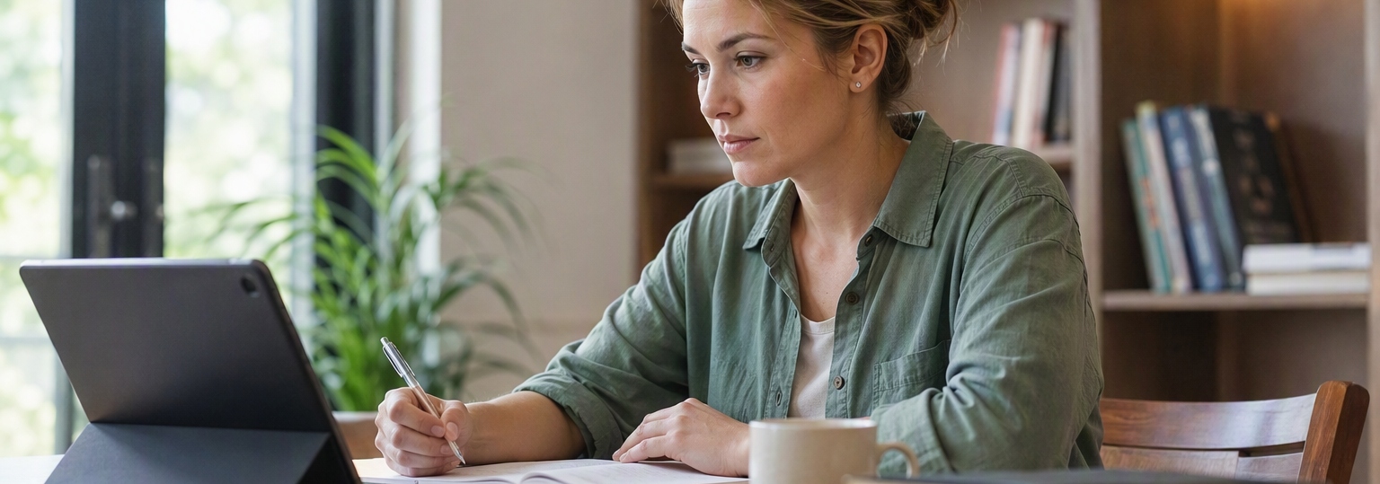 A mid-shot of a healthcare worker discussing telehealth practices in a modern office setting