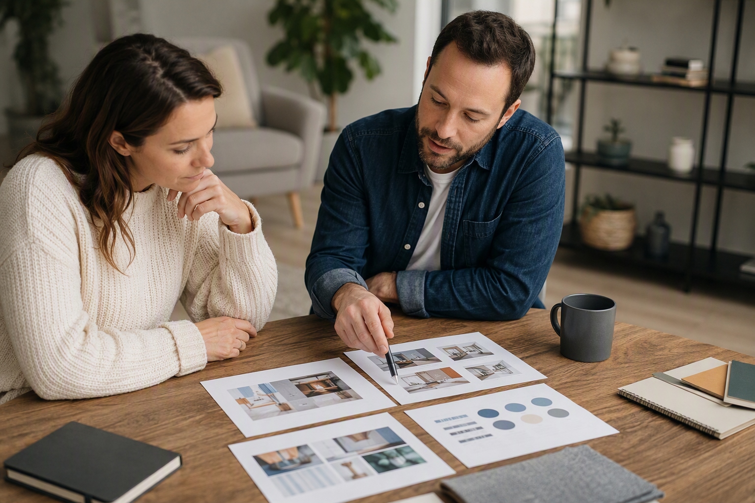 Flow diagram outlining project review steps for online bachelor's in marketing portfolio