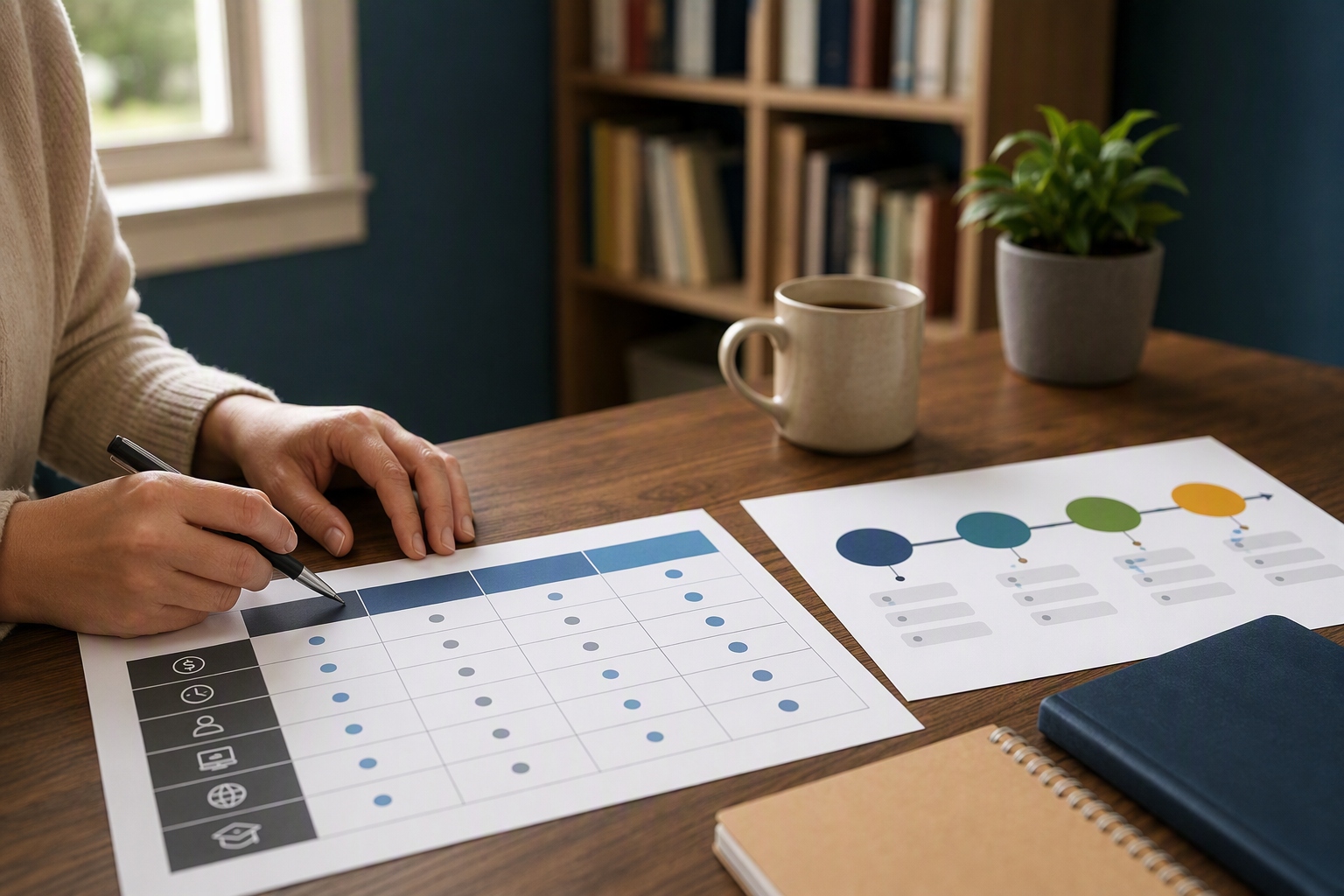 A course-pace timeline illustrating different online business management bachelor's programs