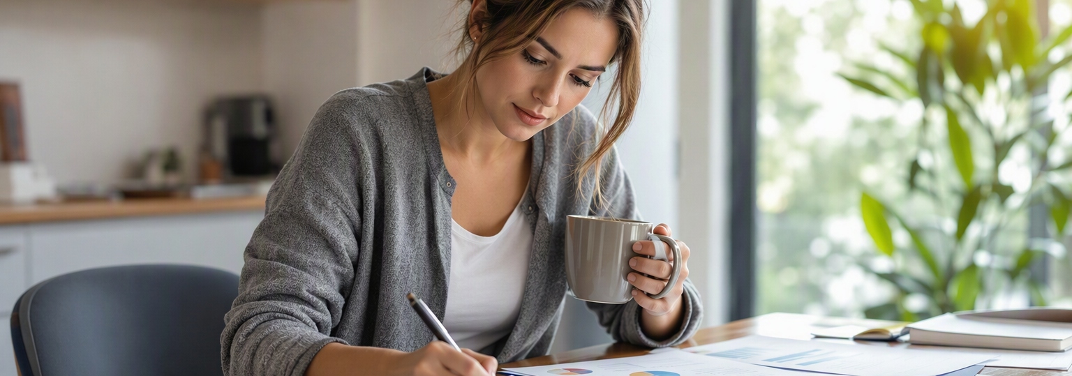Adults discussing online business management course scheduling in a modern educational setting