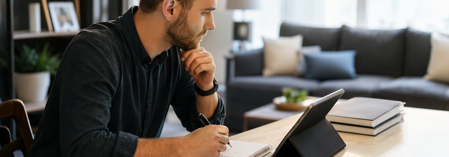 Two adults discussing online criminal justice bachelor's program materials in a study setting