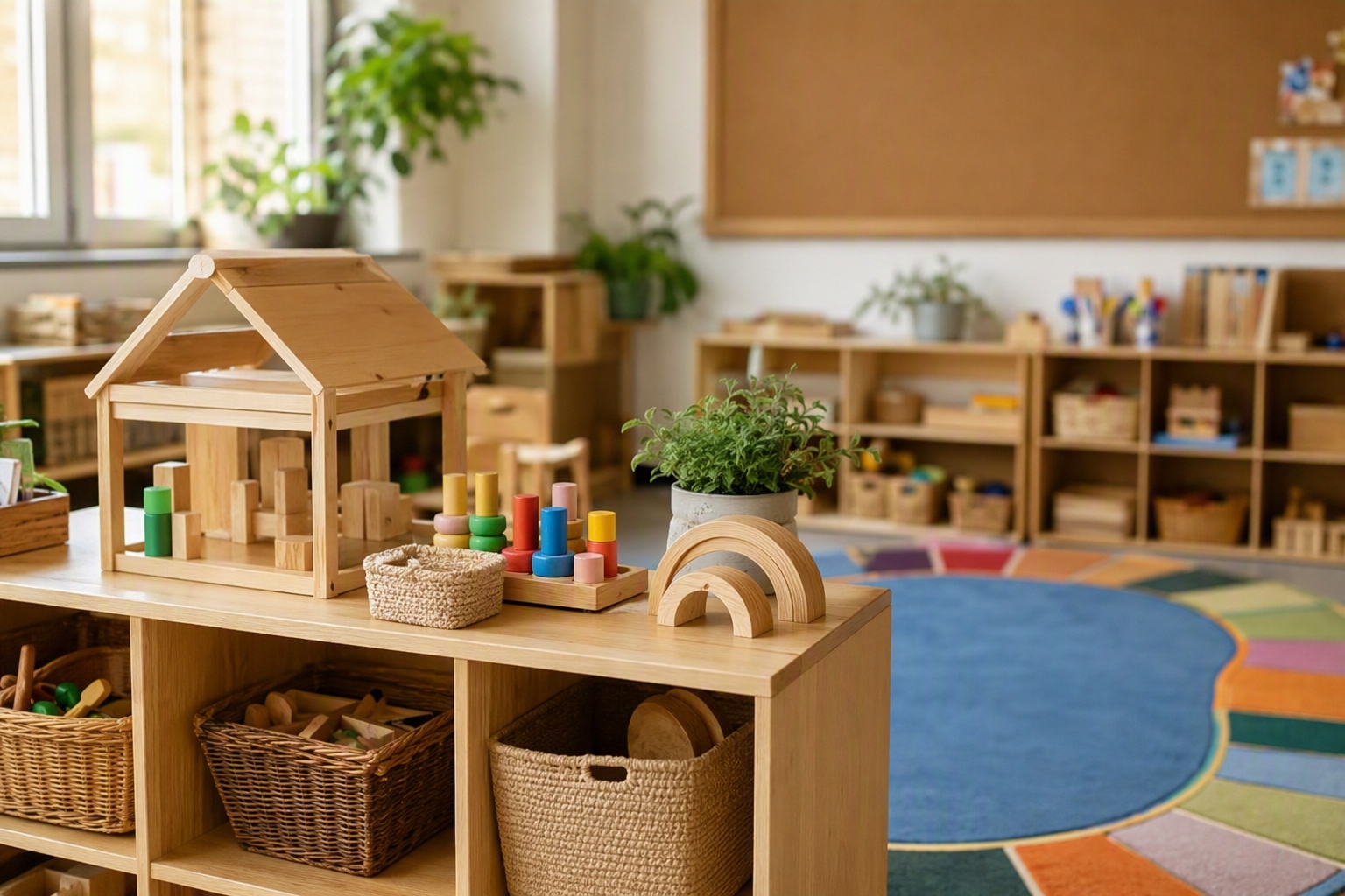 Students collaborating in an early childhood education classroom during an internship