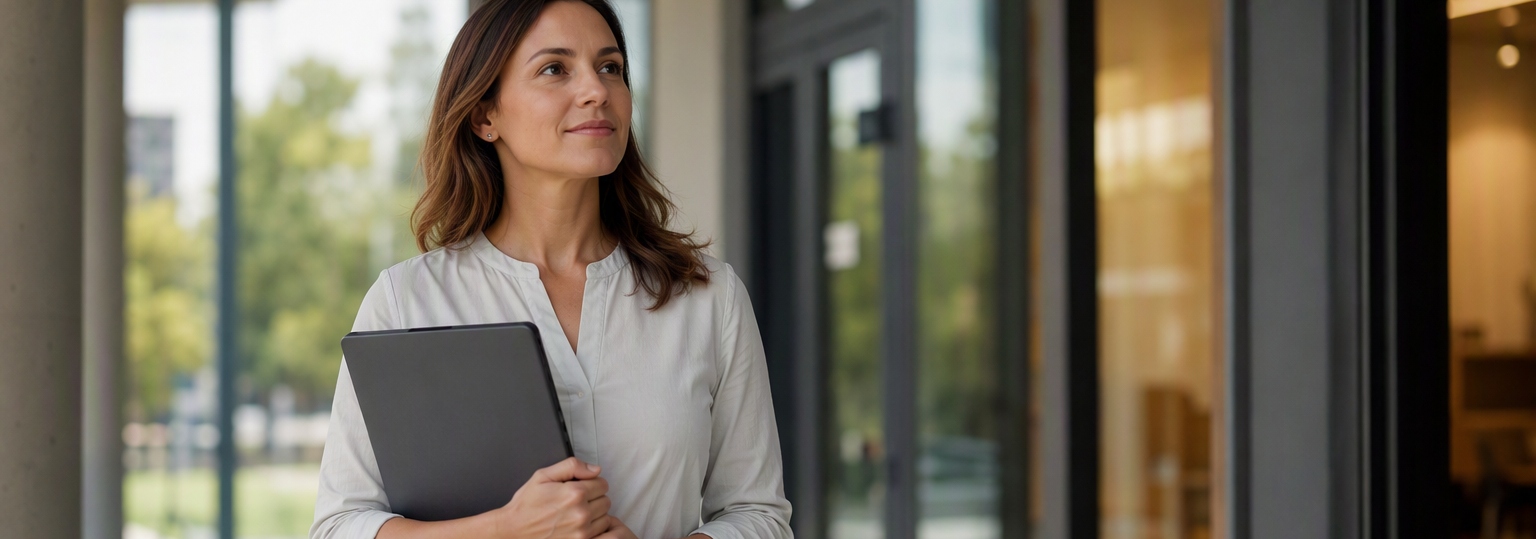 A healthcare professional discusses career options with a student in a bright office setting