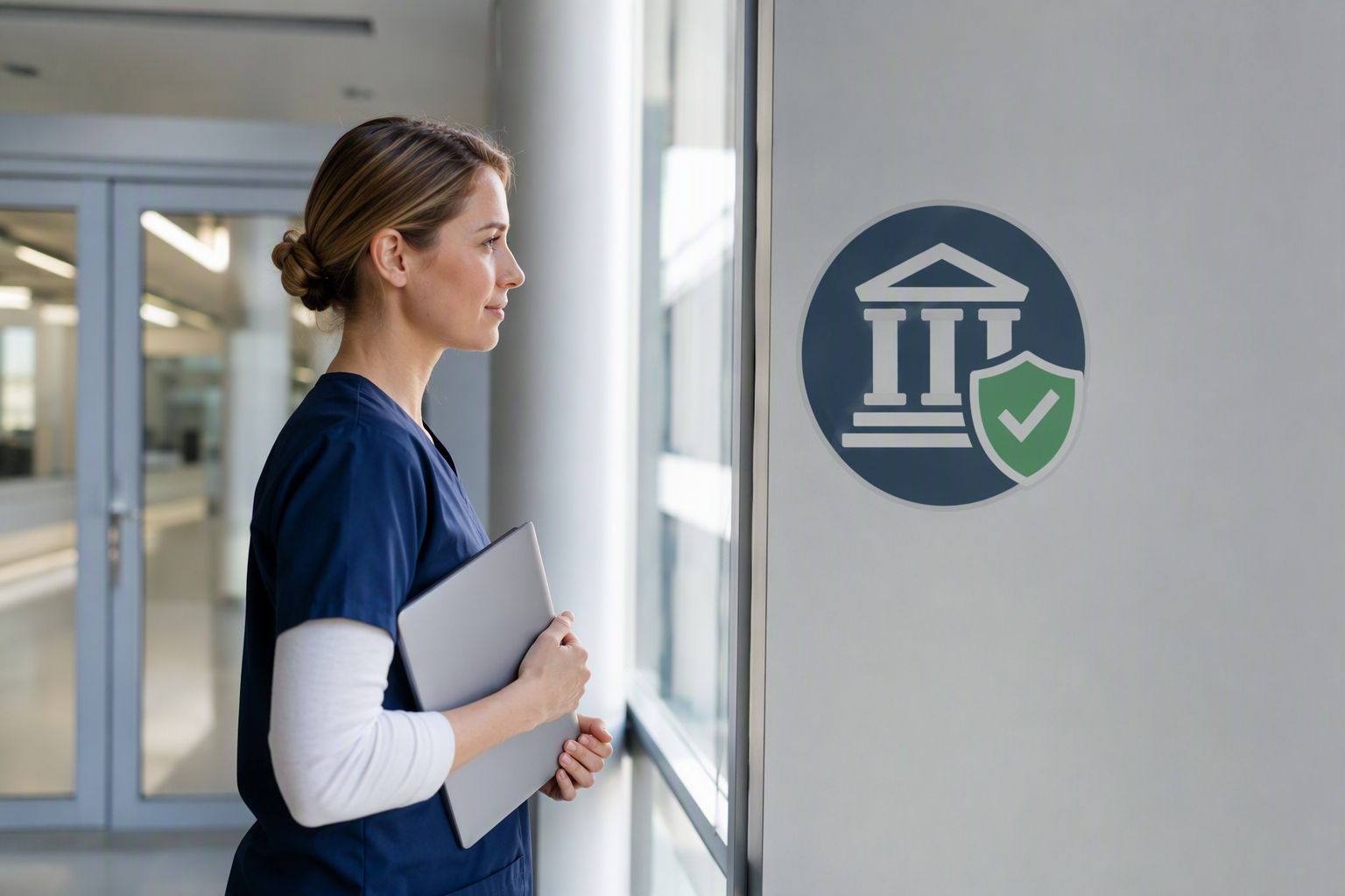 Accreditation verification graphic for online healthcare administration master's programs