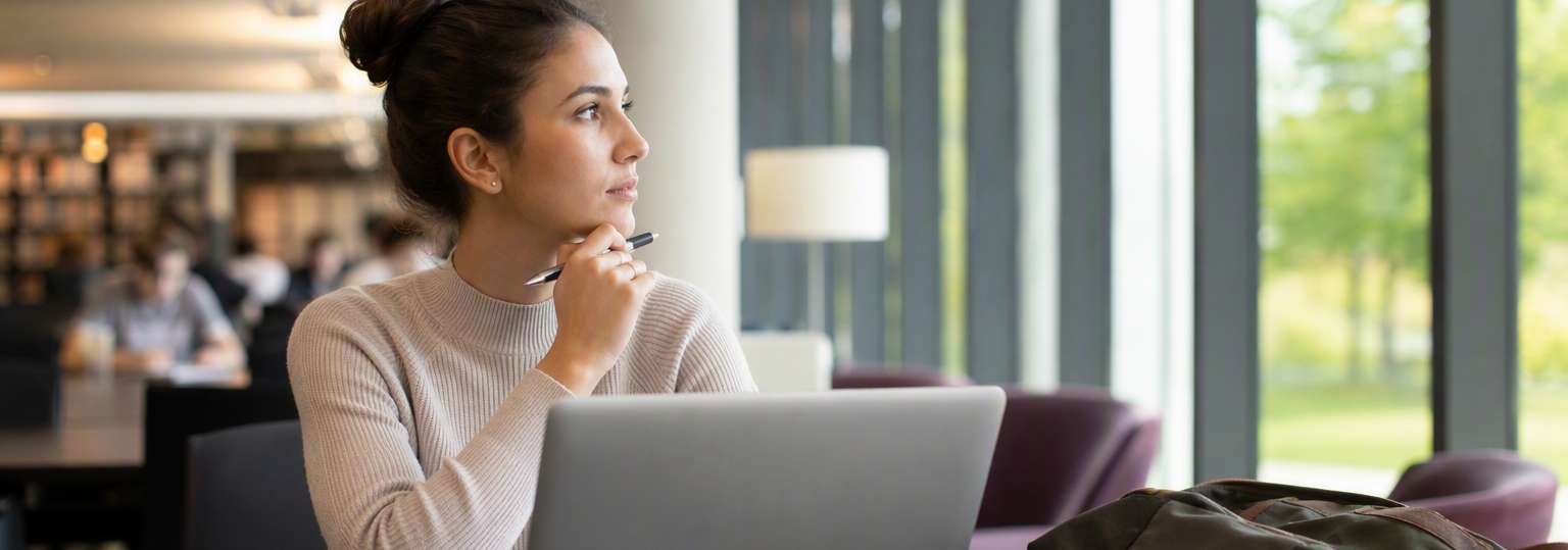 Adult student discussing online liberal arts degree options with an educational advisor in a modern office space