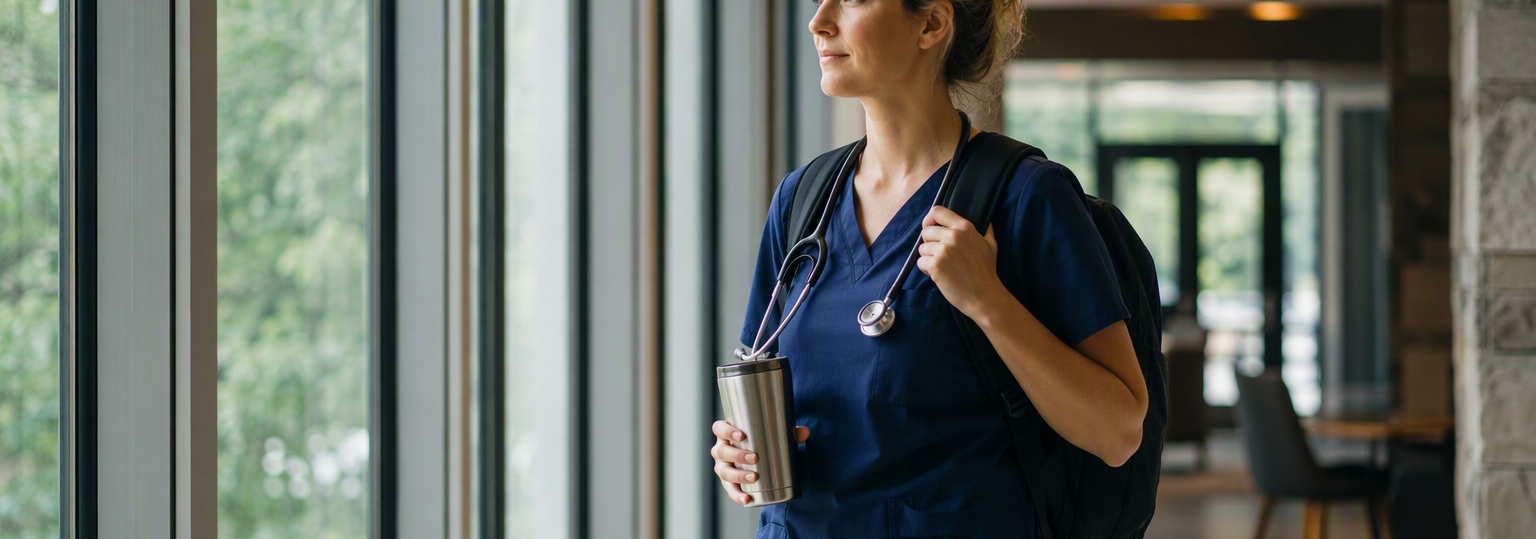 Adult student researching online nurse practitioner doctorate options in a study setting