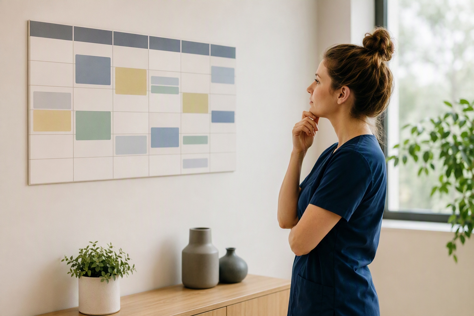 Weekly calendar showing study and work blocks for online RN to BSN degree completion
