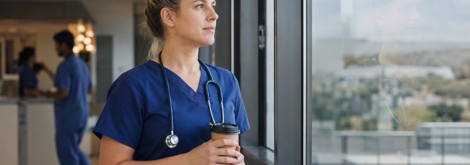 Nurse discussing online RN to BSN program options in a clinical environment with a patient