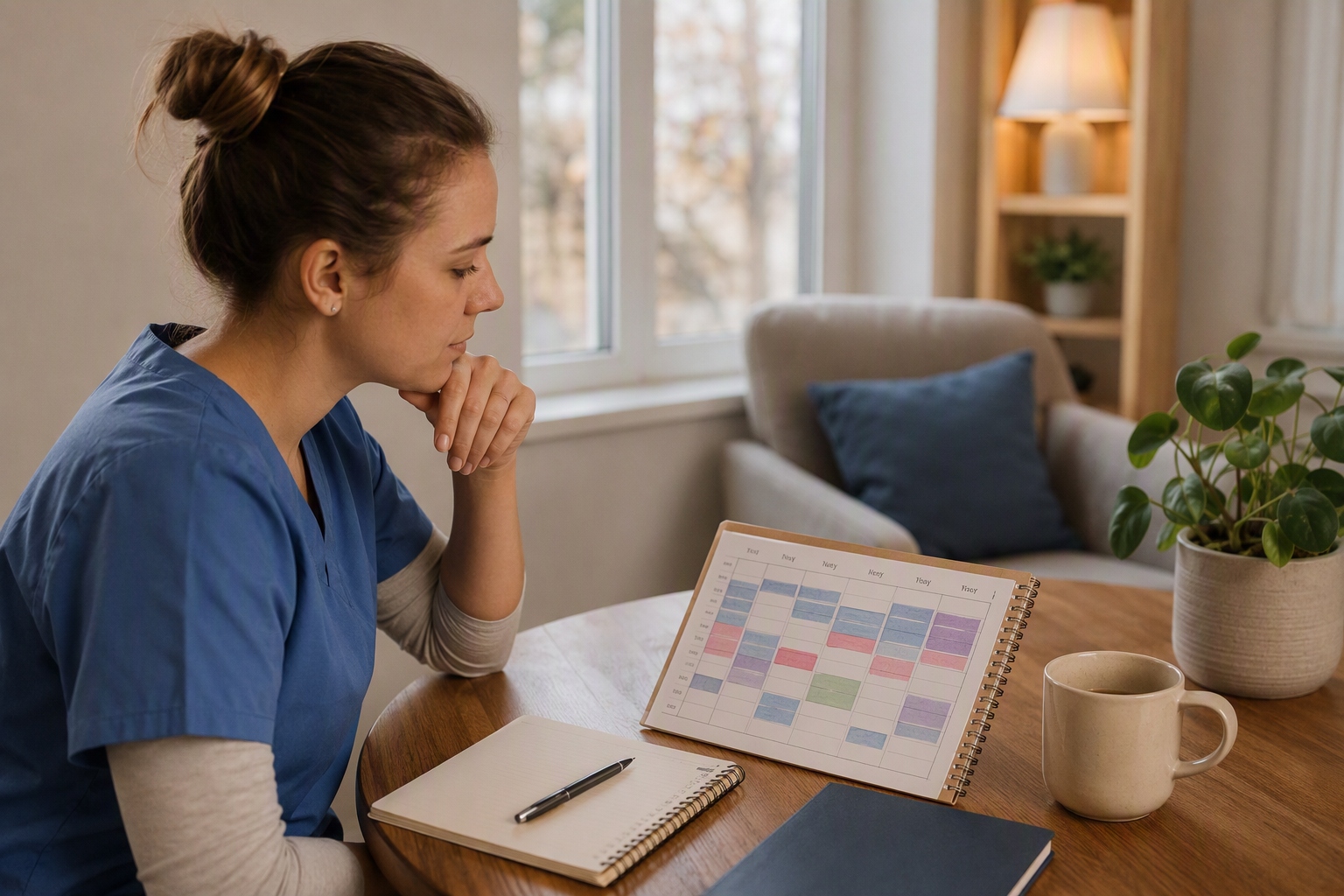 Mobile-friendly weekly schedule for online RN to BSN program comparison with checklist