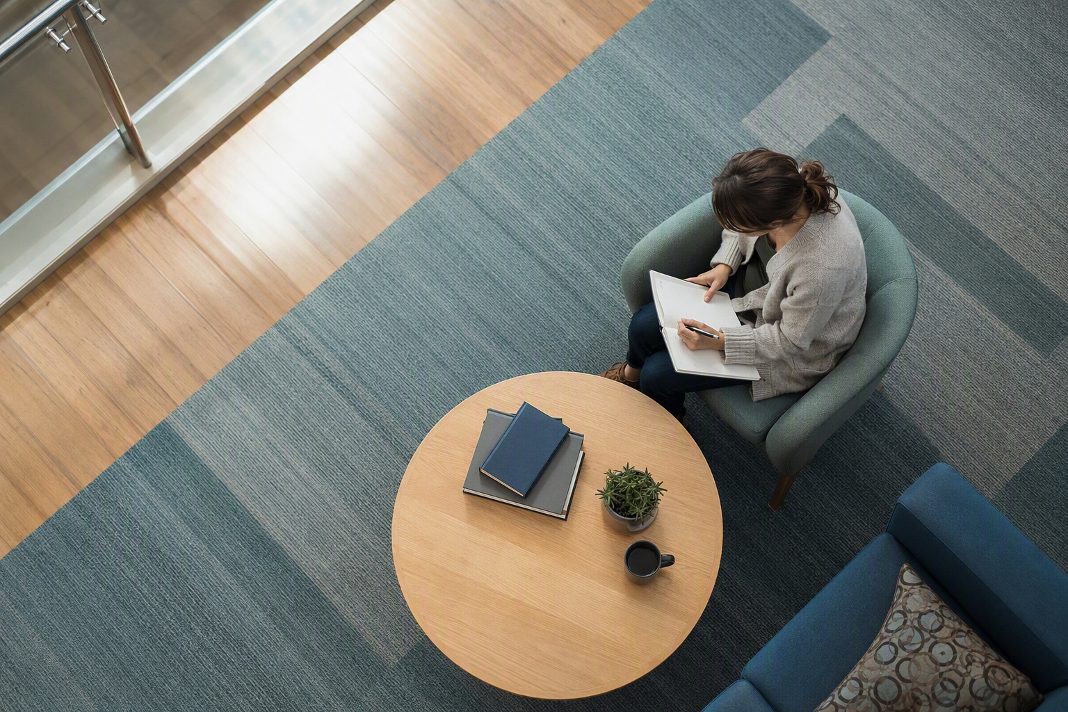 Two students discussing transfer options with a laptop and course guides
