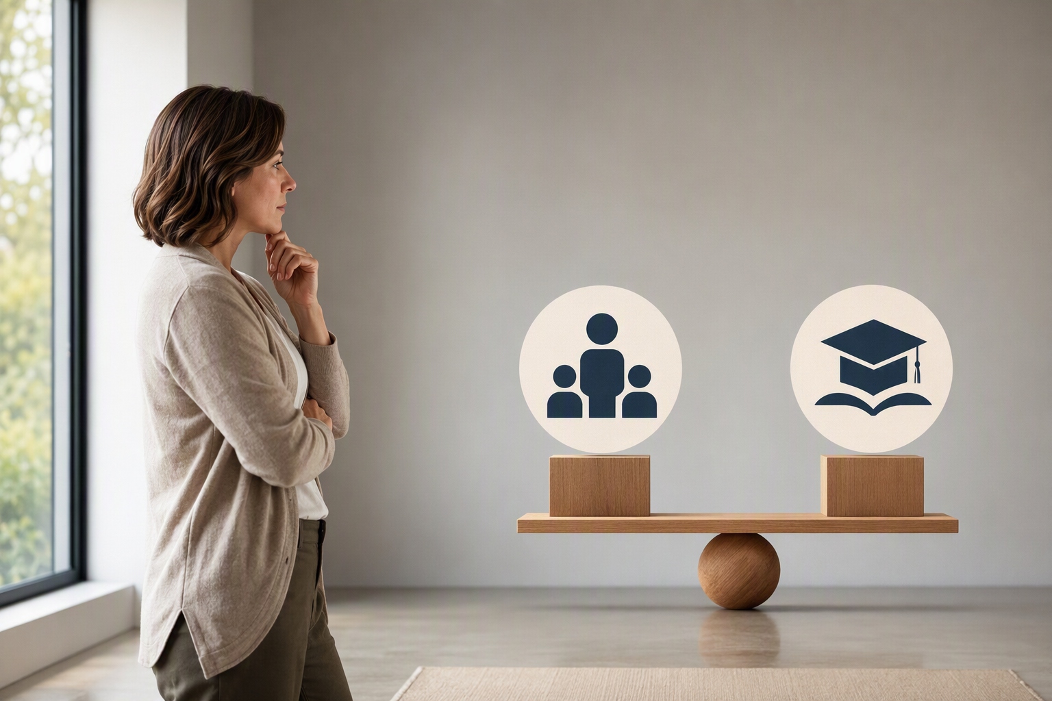 Graphic contrasting applied ministry practice with educational leadership research for online doctorate careers