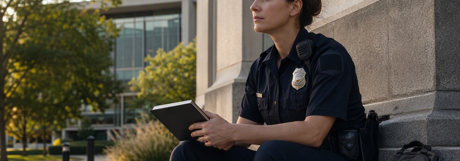 Working adult exploring online law enforcement bachelor's degree careers options