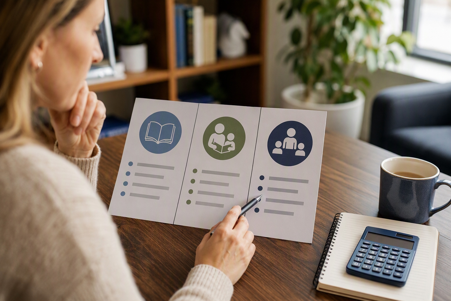 Adult learner comparing online reading and literacy master's employer acceptance costs and program details