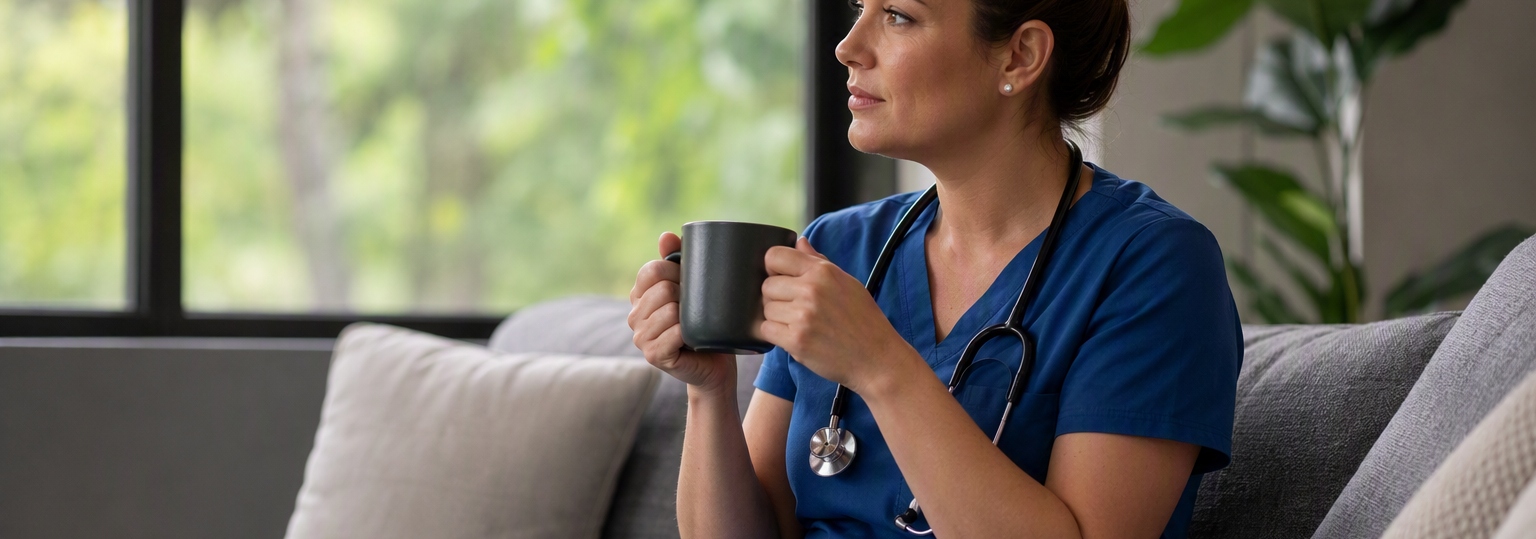 Nurse practitioner discussing career options in a bright, professional office setting