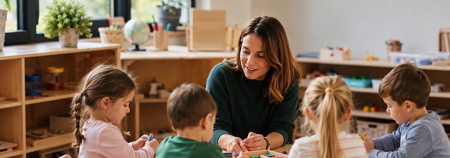 Adult discussing online early childhood education degree options in a professional setting