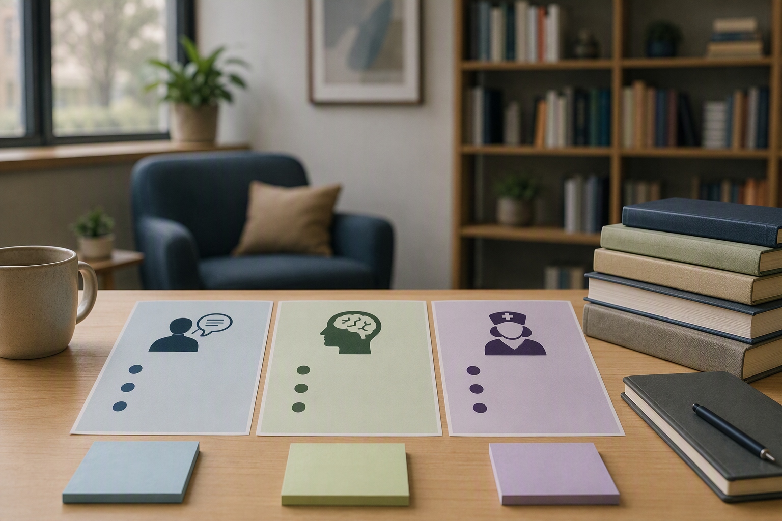 Decision chart comparing counseling master's degree, psychologist, and psychiatric nurse career options