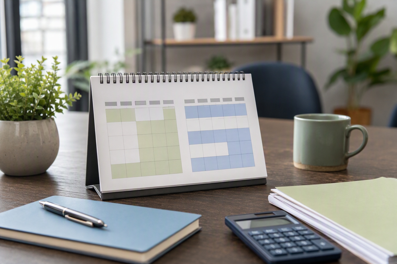 Calendar graphic comparing standard and compressed course sessions for an online education administration master’s