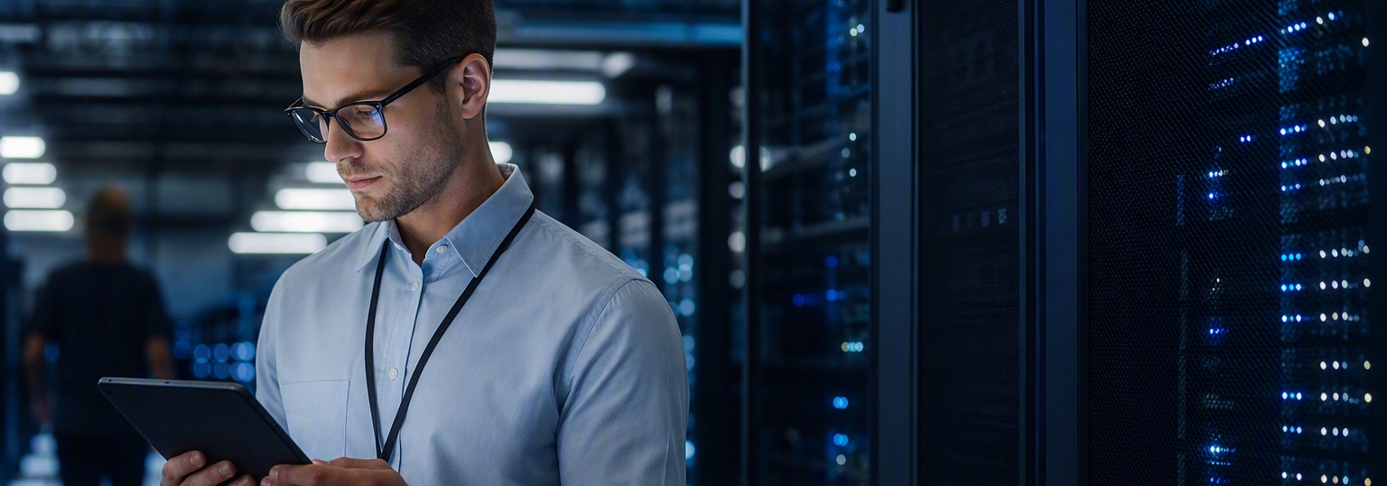 An IT professional discusses career paths in cybersecurity with colleagues in an office setting
