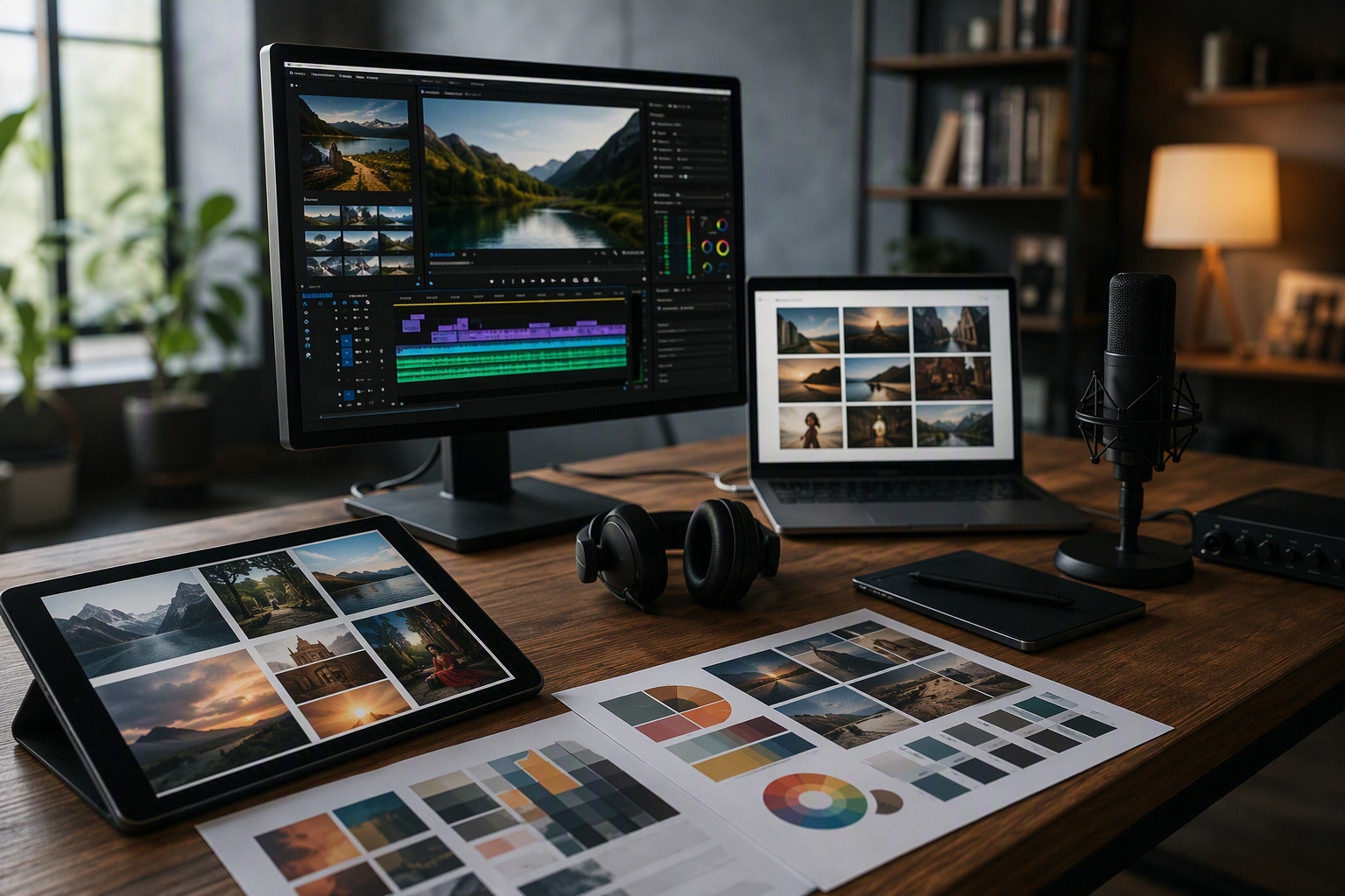 Portfolio review showcasing completed video, web, audio, and design projects for digital media curriculum