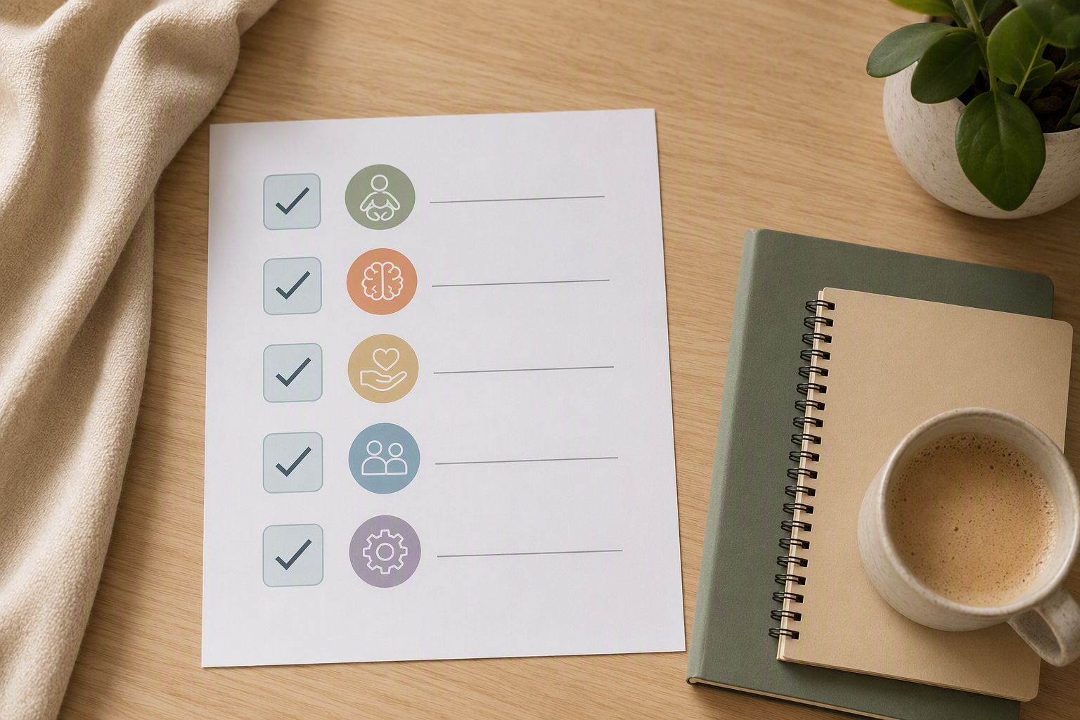 Curriculum checklist graphic for online early childhood education associate degree programs