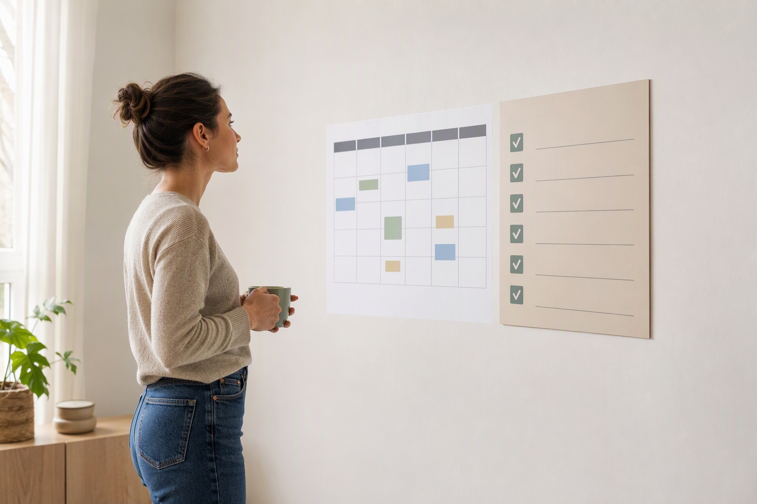 Weekly planning graphic illustrating schedule checklist for online ESL graduate certificate program