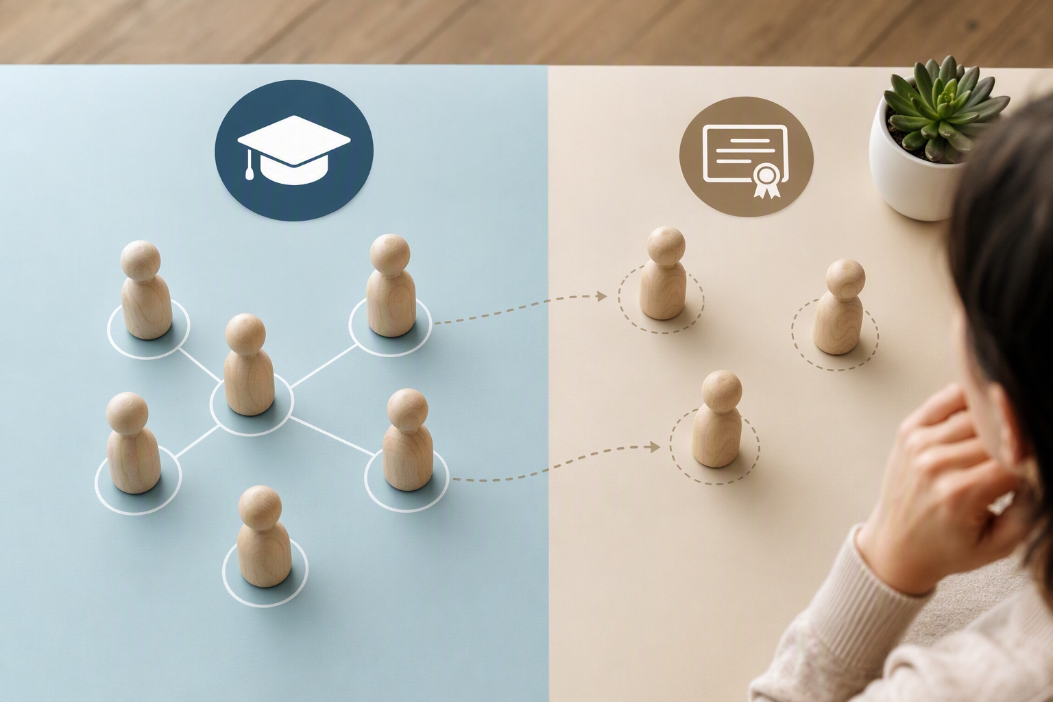 Graphic comparing bachelor’s-level health science roles with those requiring advanced credentials
