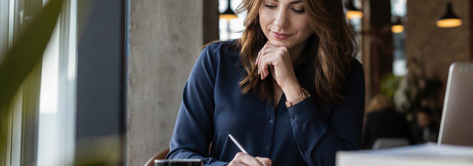 Professionals engaged in a discussion about career advancement through an online master’s in writing
