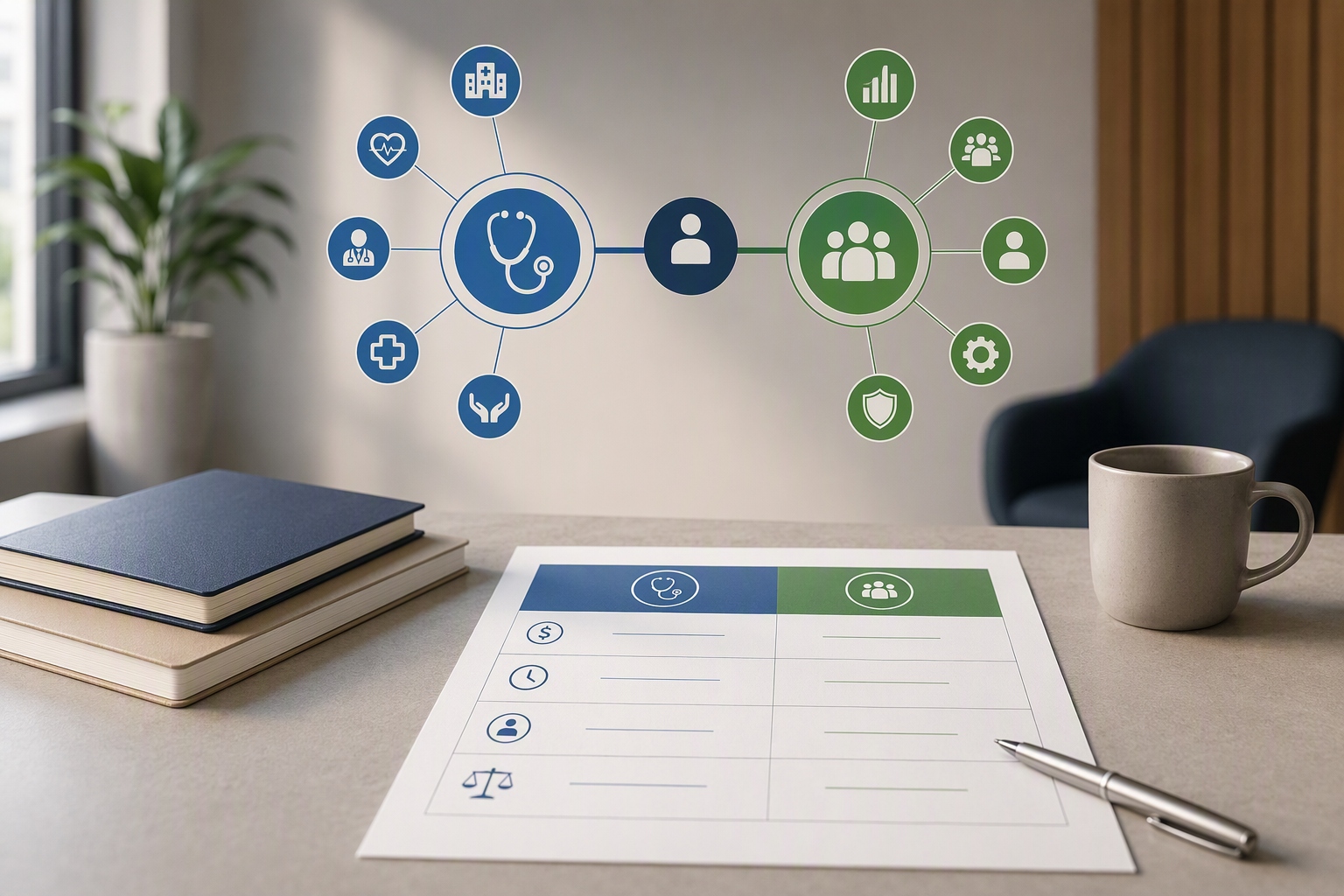 Diagram comparing clinical and nonclinical career paths for online nurse practitioner master's graduates