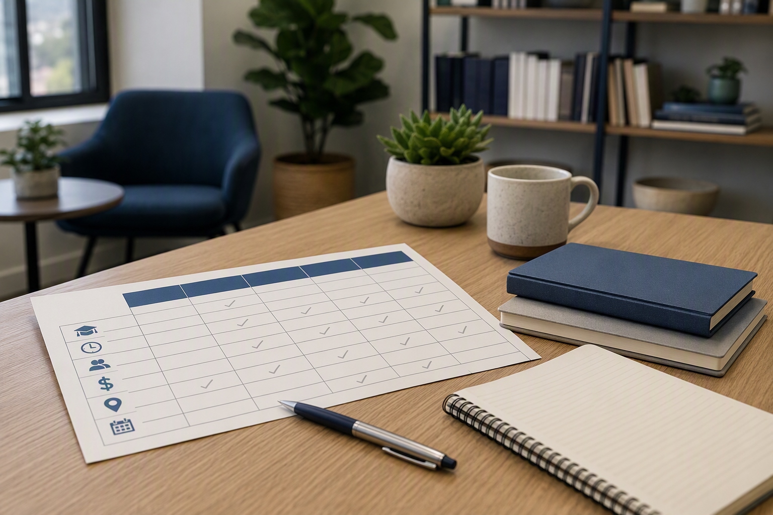 State-board and employer verification worksheet displayed over program comparison table for online nurse practitioner master's
