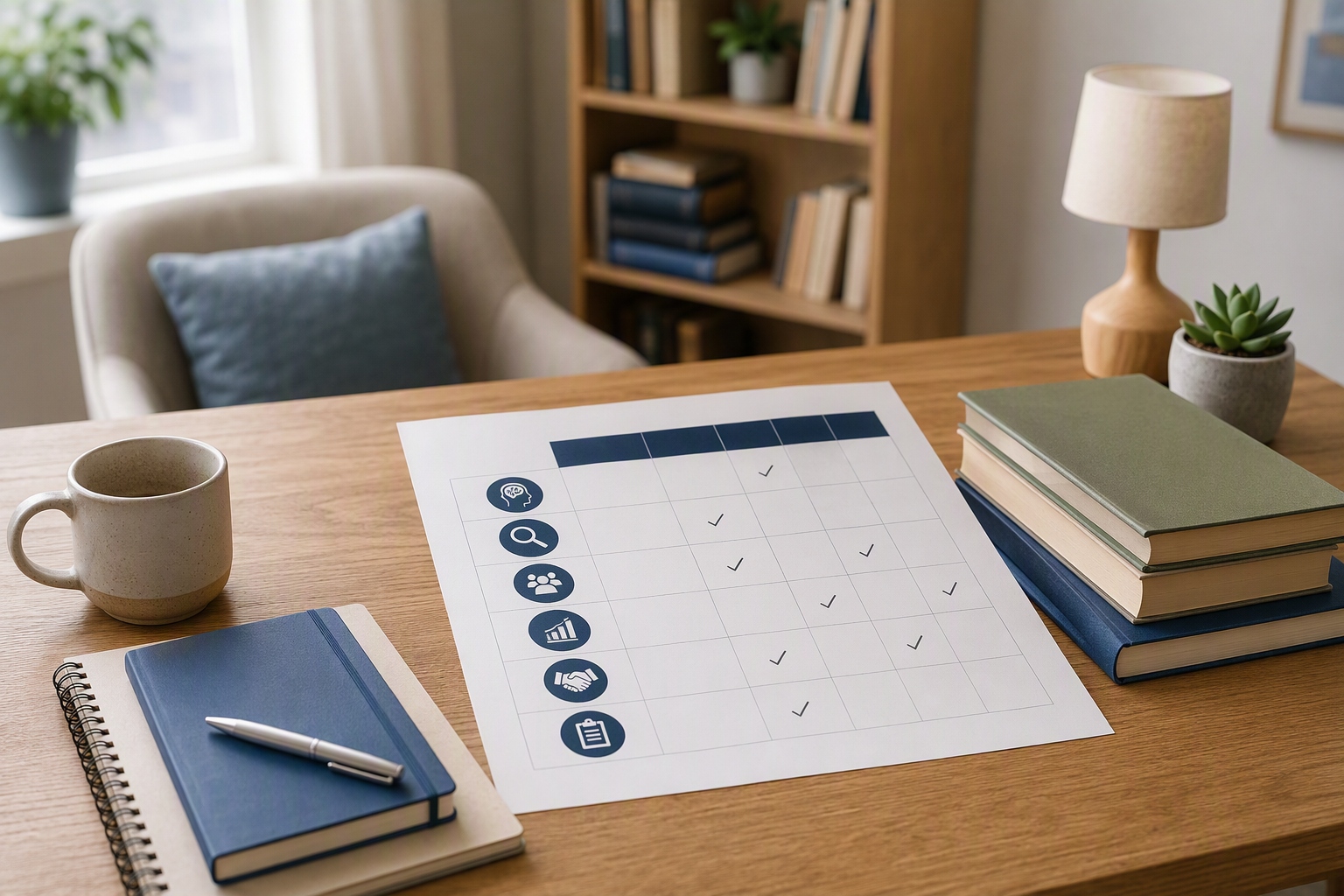 Checklist comparing online psychology master's curriculum to employer job requirements