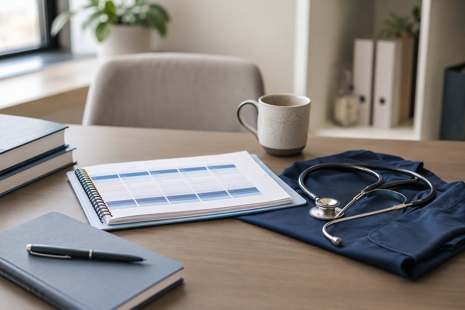 Nurse researching online RN to BSN programs while planning office-based career options