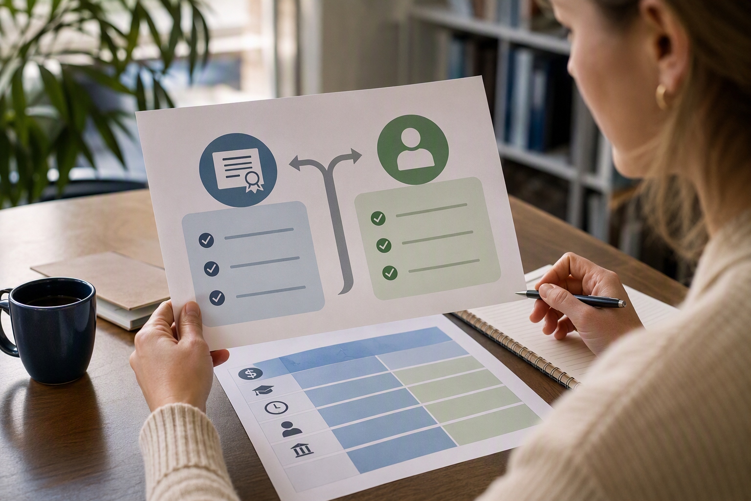 Comparison graphic illustrating licensure and non-licensure options for online teaching master's admissions