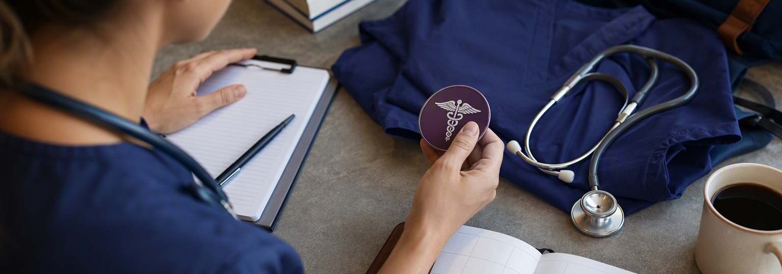 Nursing student reviewing clinical materials while planning for RN-to-BSN program transition